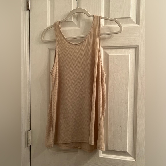 Size small oatmeal cream beige waffle knit tank top - Picture 3 of 4